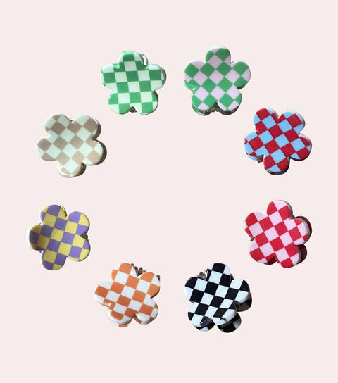 Mini Checkered Hair Claw Set