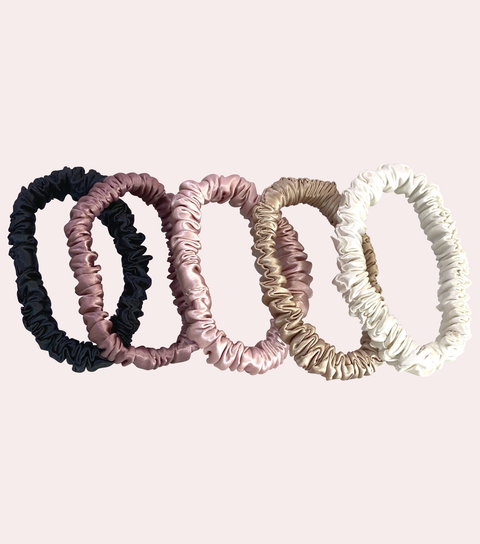 Neutral Silk Skinny Scrunchies